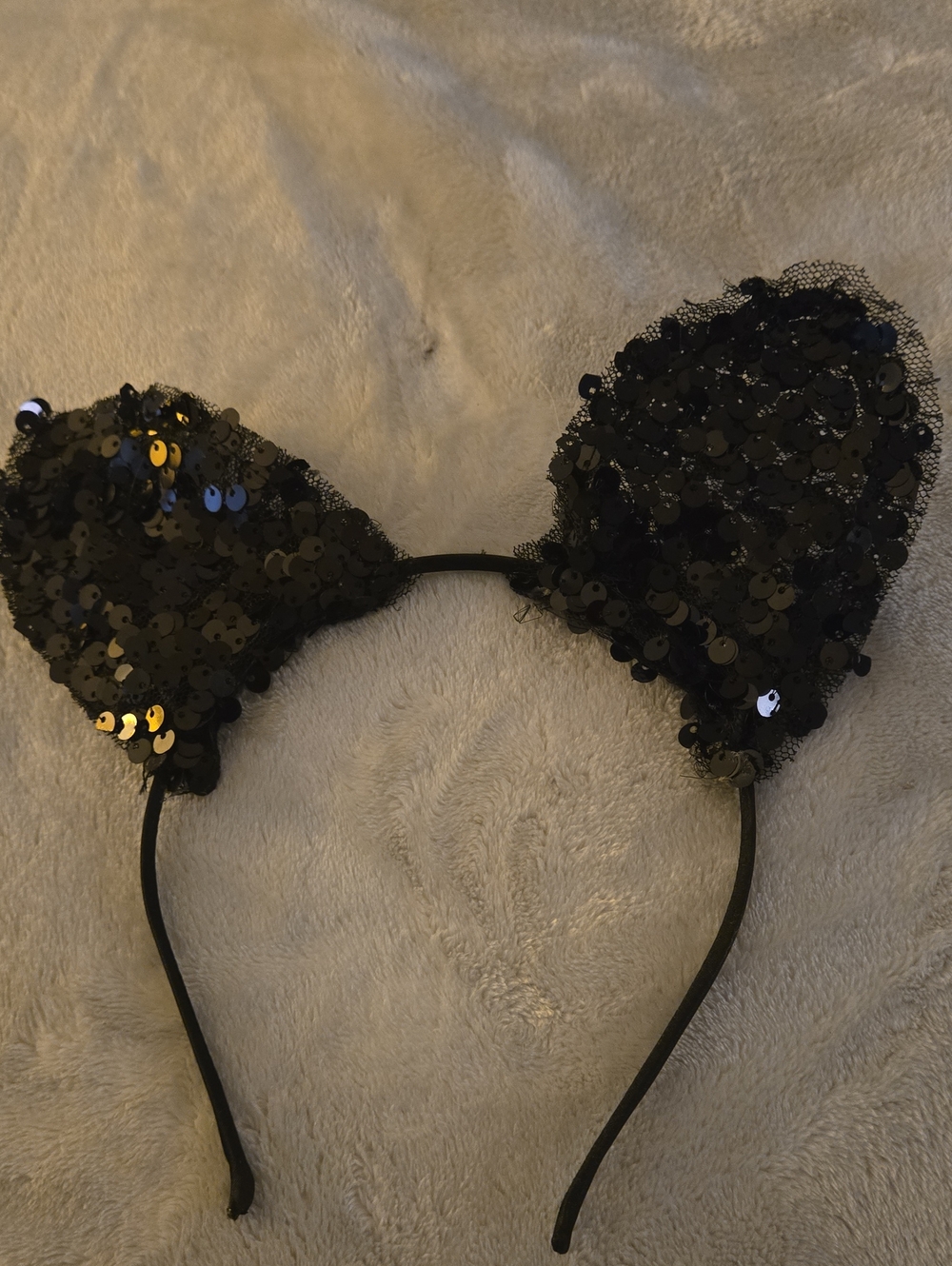 Source Unknown Black Sequin Cat Ear Headband - Women Accessories